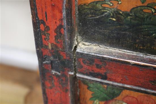 An Eastern painted and decorated pine cabinet W.127cm